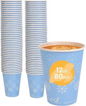 100% Compostable Disposable Coffee Cups 12oz or 16oz, 320 Pack Paper Cups Made from Bamboo, Eco-Friendly, Biodegradable Unbleached Party Cups