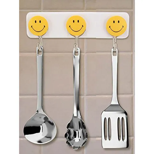 1111 Self Adhesive Smiley Face Wall Hooks (Pack of 3)