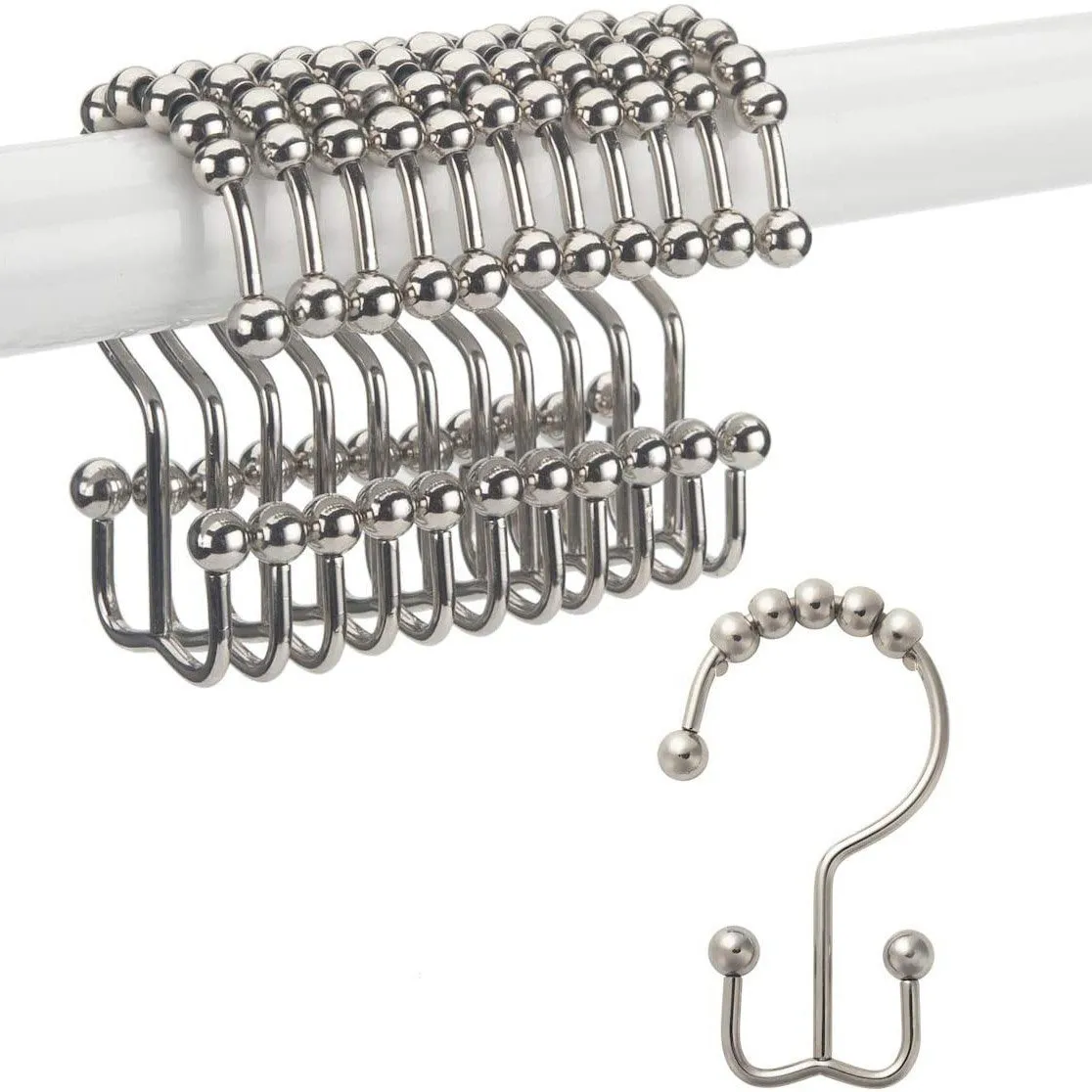 12-Piece Set: Titanker Shower Curtain Hooks Rings