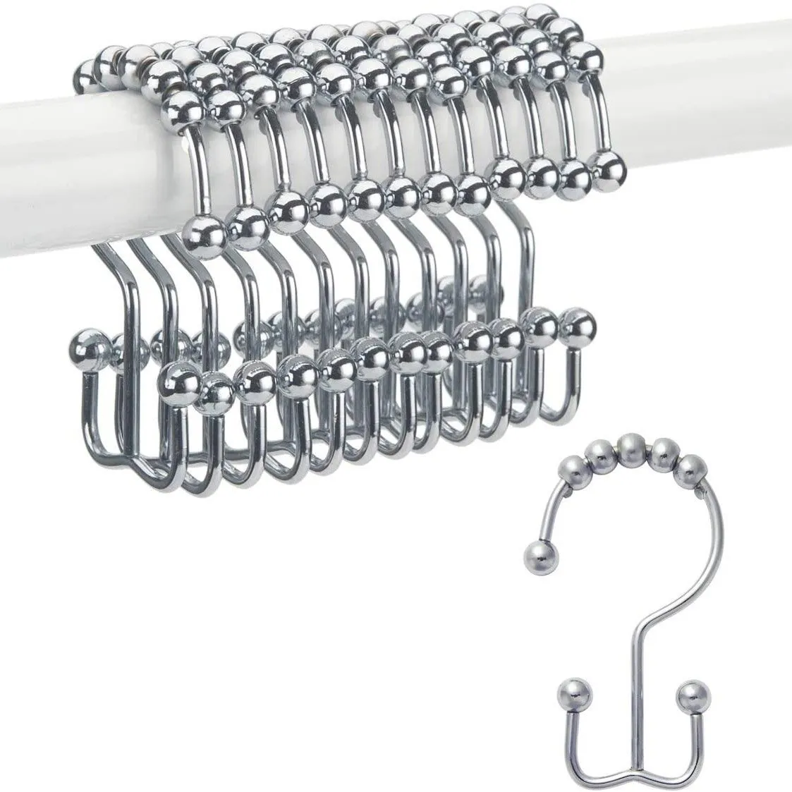 12-Piece Set: Titanker Shower Curtain Hooks Rings