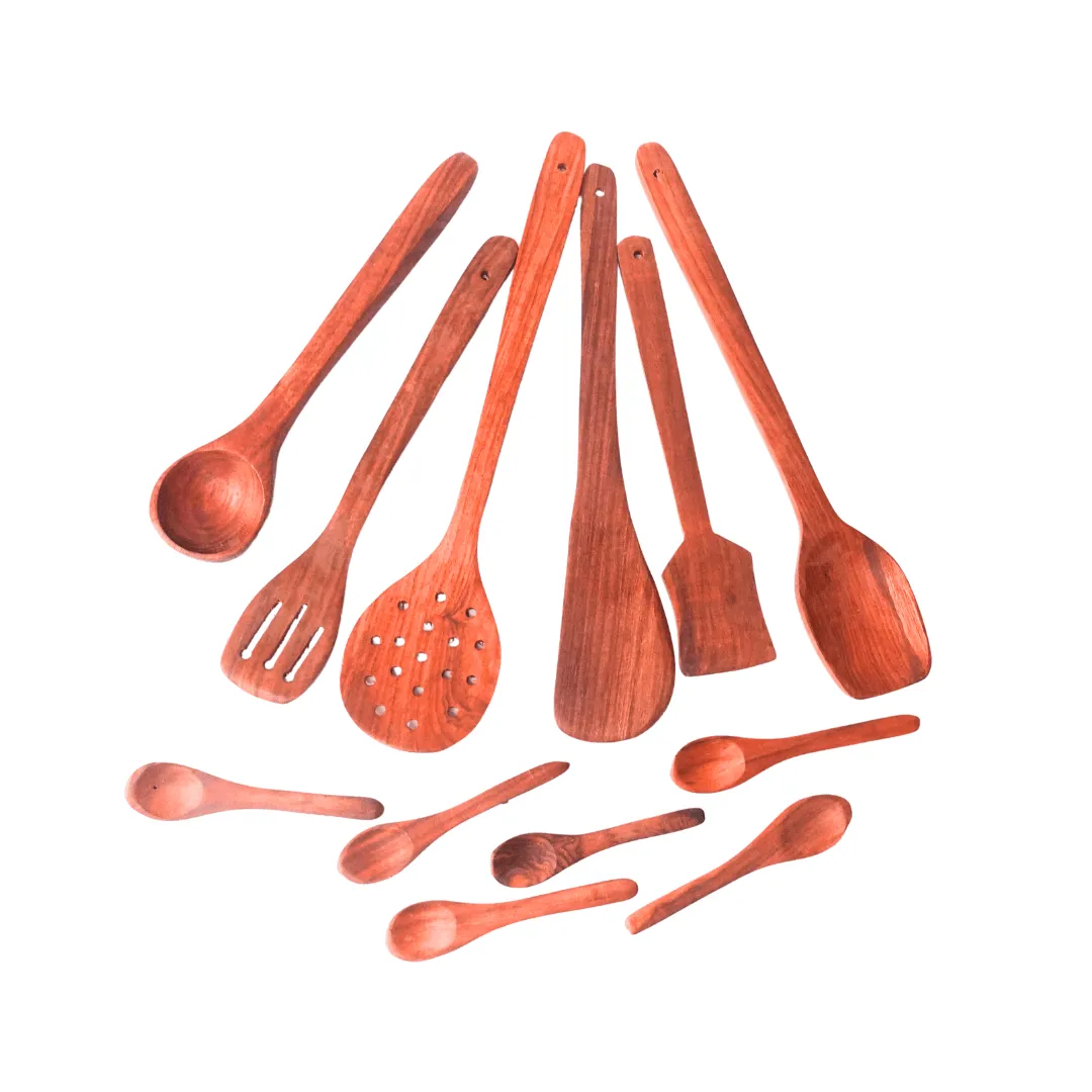 12 Piece Wooden Teaspoons (Big & Small)