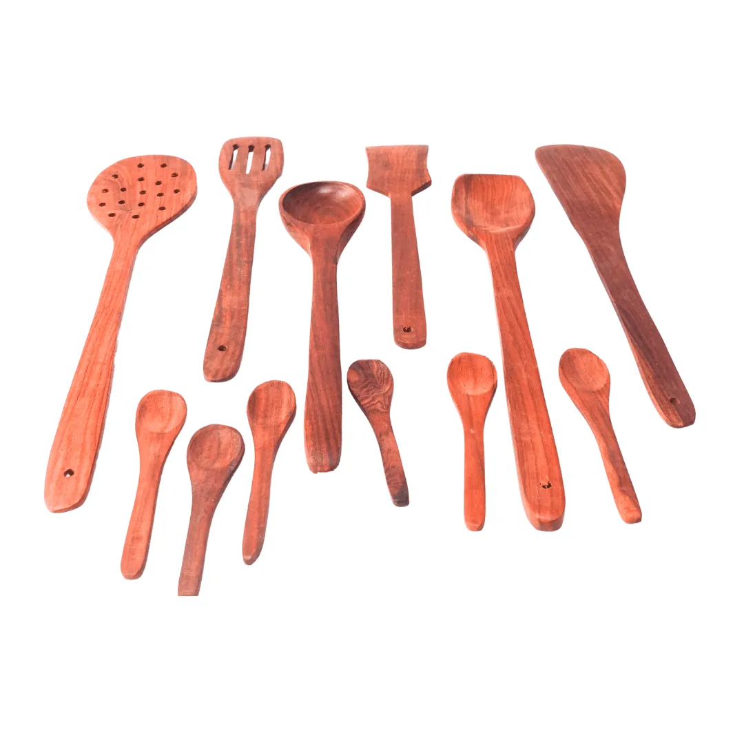 12 Piece Wooden Teaspoons (Big & Small)