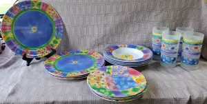 16 Piece Sue Zipkin Sweet Shoppe Melamine Dish Set