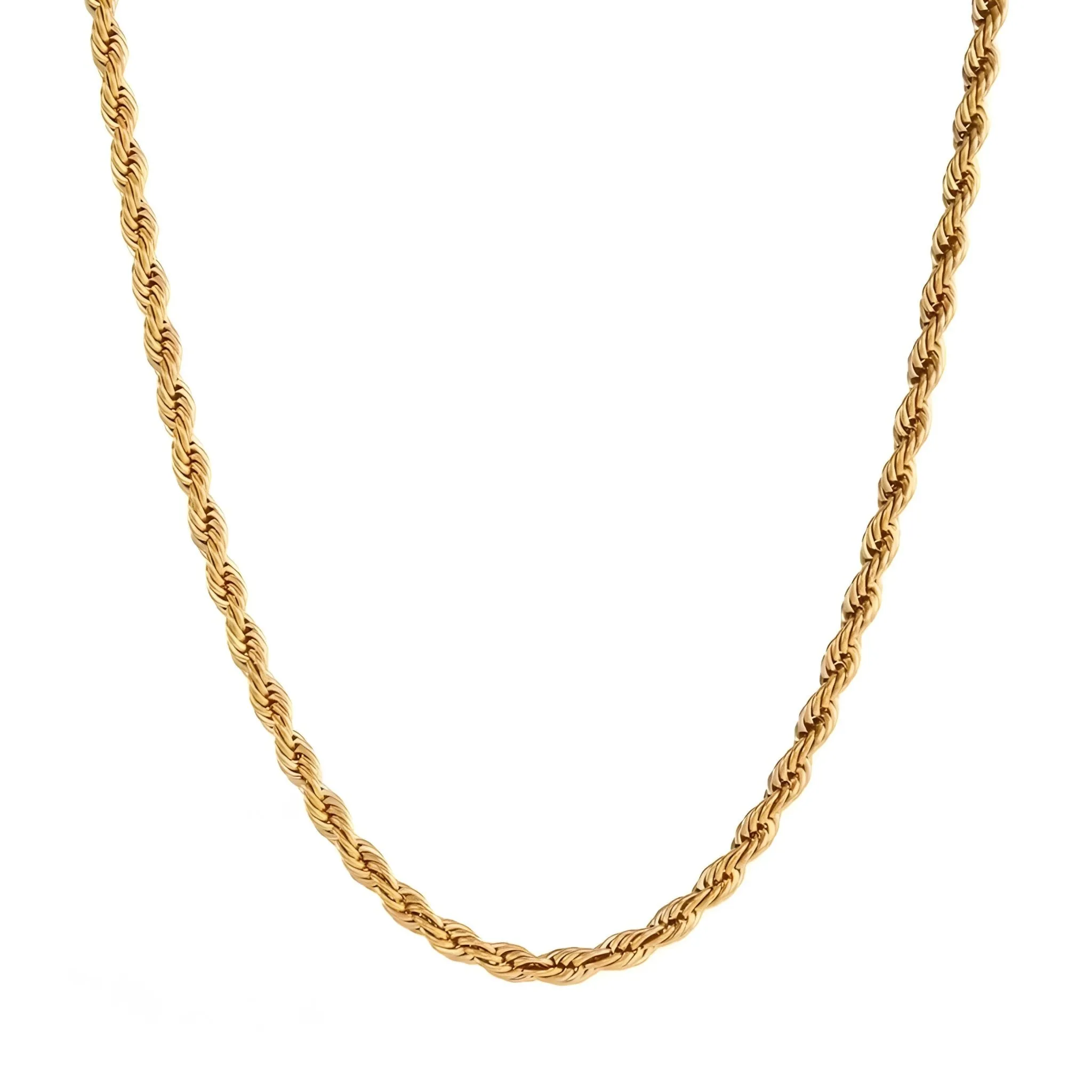 18K Gold Plated Stainless Steel Single Rope Chain Necklace