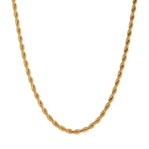 18K Gold Plated Stainless Steel Single Rope Chain Necklace