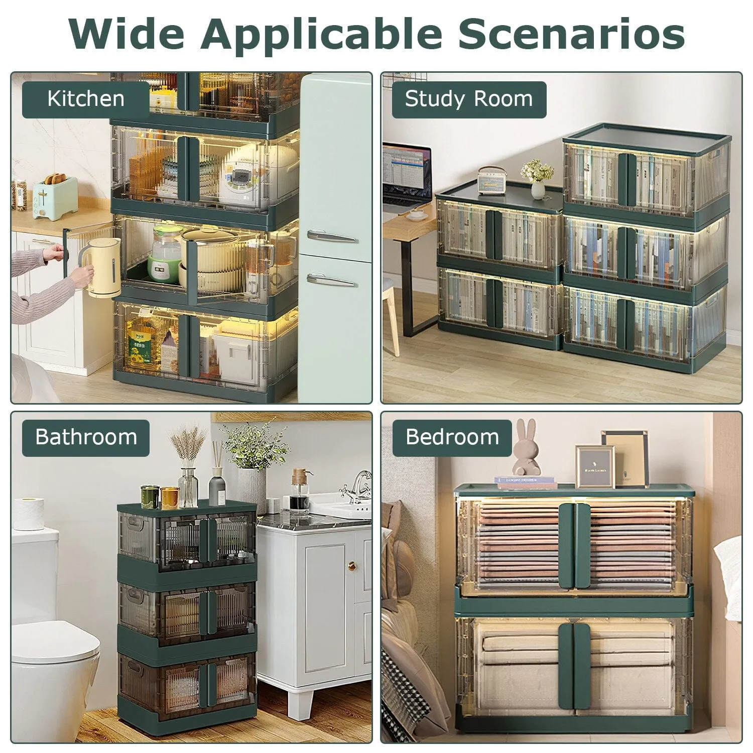 2-Piece: Foldable Stackable Storage Bins with Lid