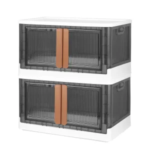 2-Piece: Foldable Stackable Storage Bins with Lid