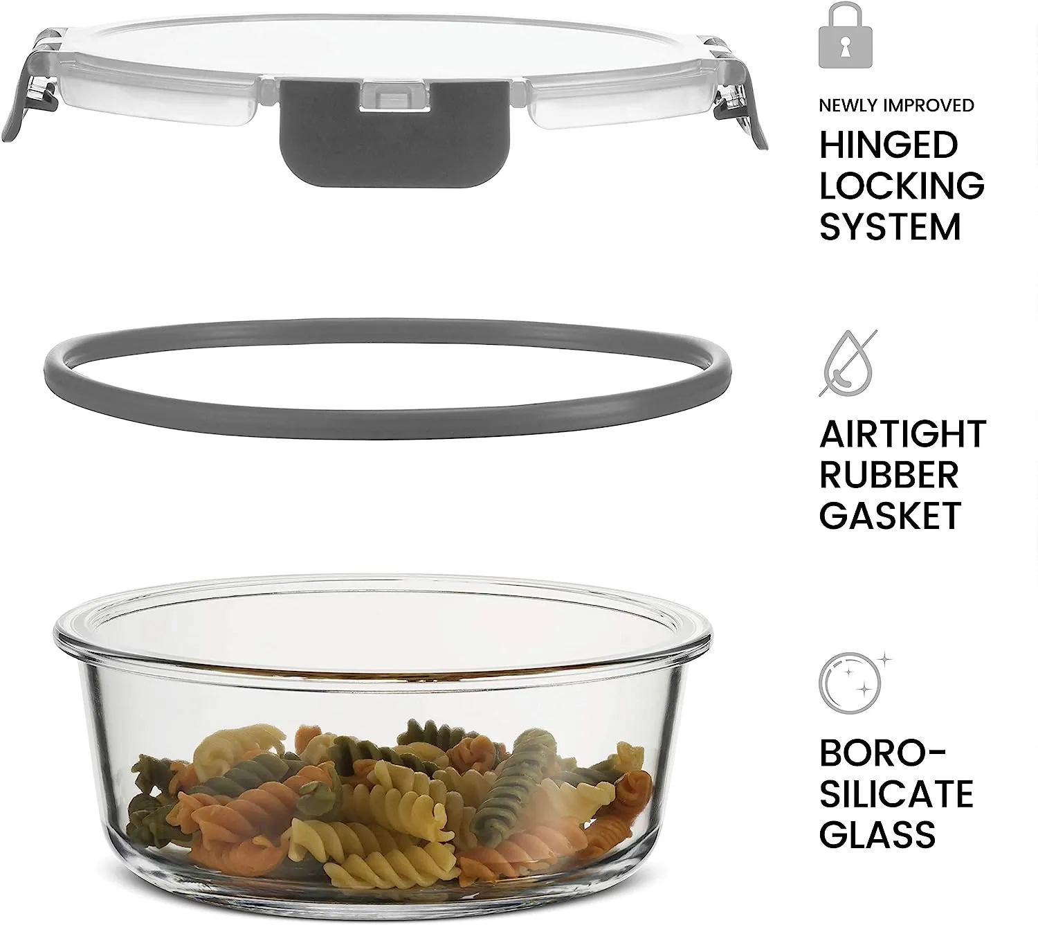 24-Piece Superior Glass Food Storage Container Set - Newly Innovated Hinged BPA-free Locking lids - 100% Leakproof