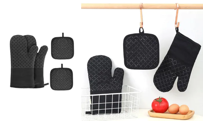 4 Piece Set Heat Resistant Oven Gloves