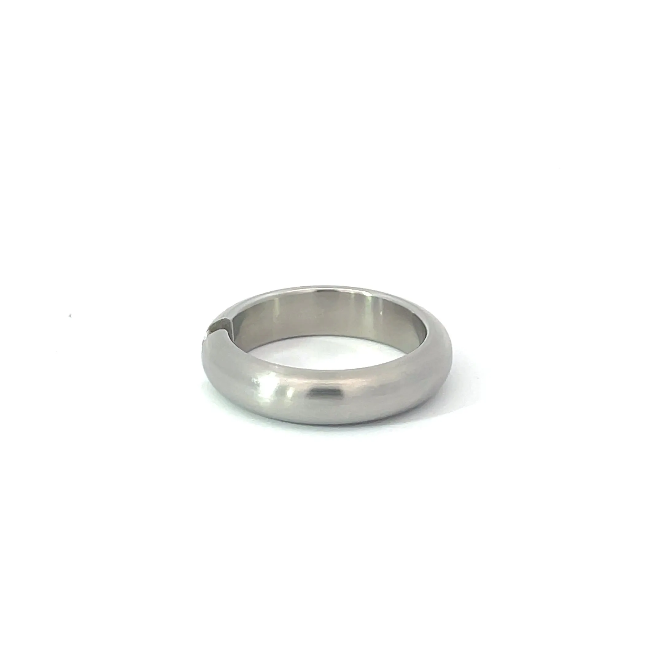 5mm Stainless Steel Tension Set Diamond Ring - Size M 1/2