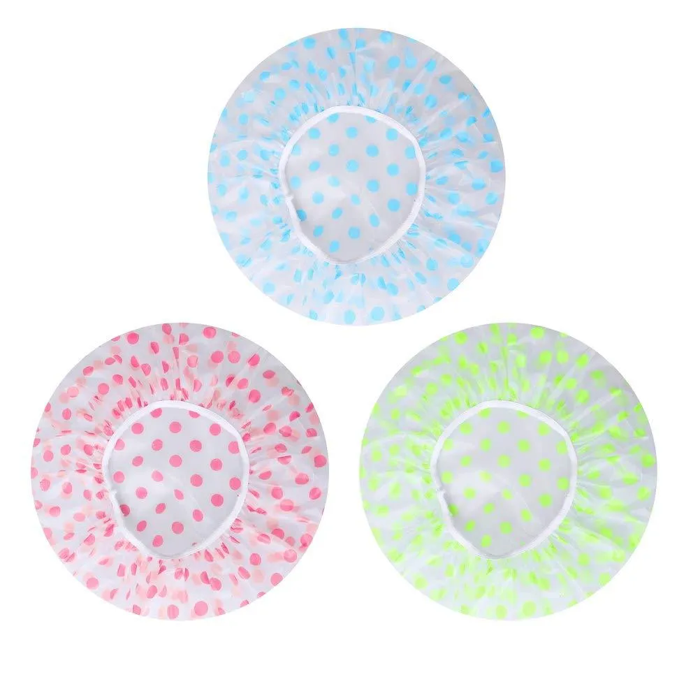 6-Pack: Reusable Shower Caps Elastic Band Bath Hair Hat