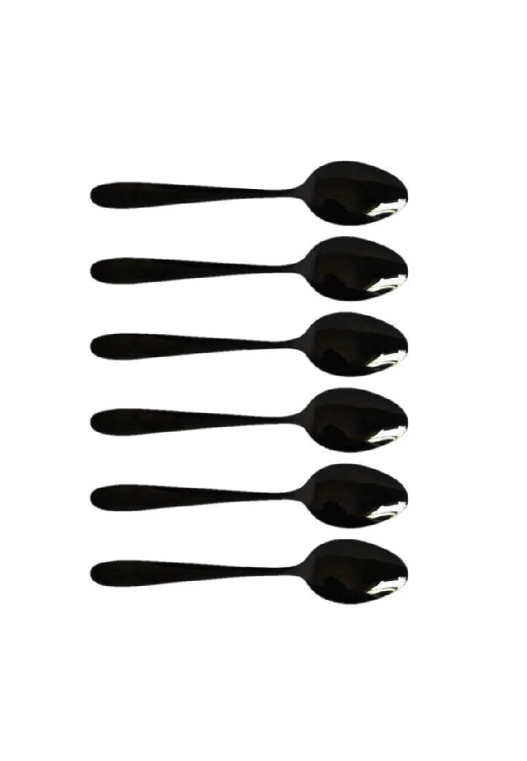 6piece Table Spoon with Plastic Packaging - Black