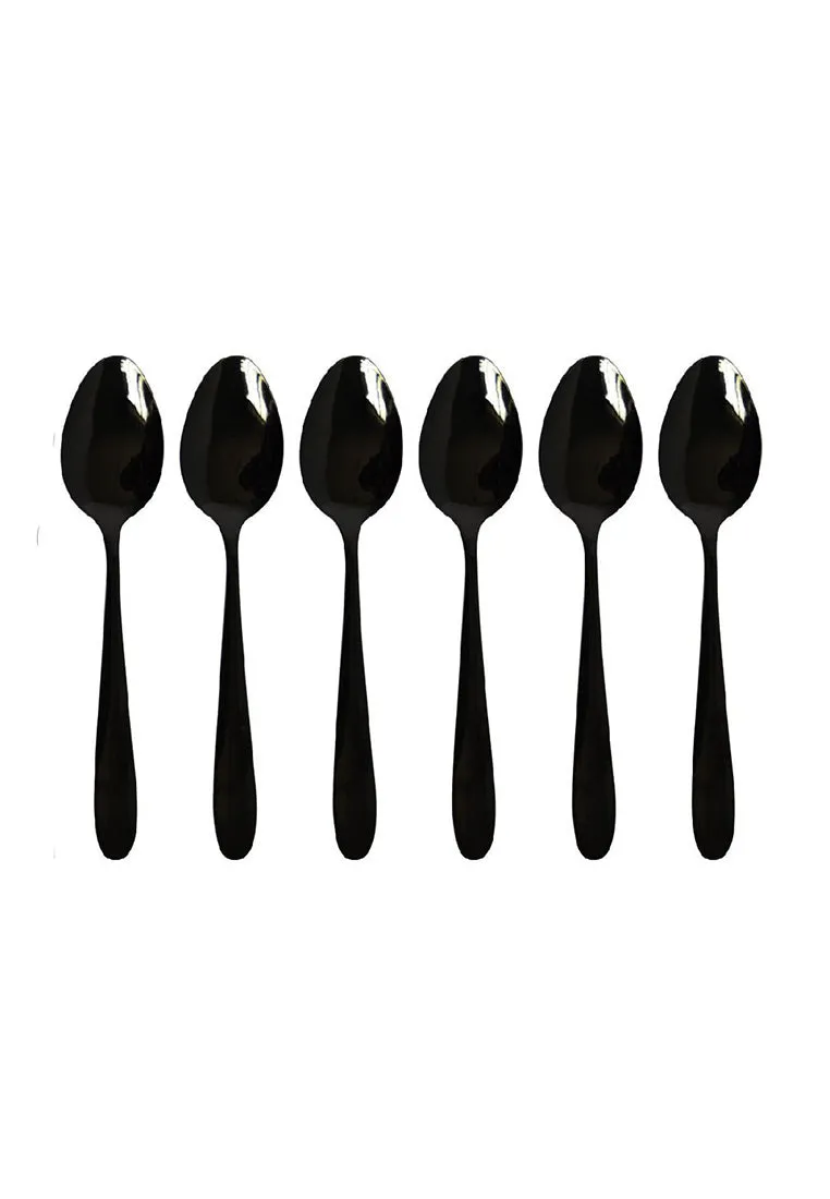 6piece Table Spoon with Plastic Packaging - Black