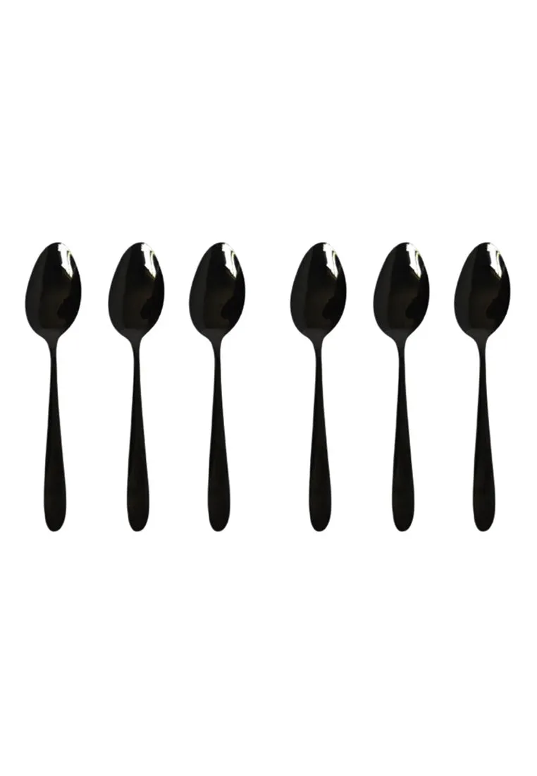 6piece Table Spoon with Plastic Packaging - Black