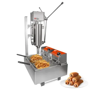 A-TG5L Churro Maker Machine | Manual Churro Maker with Deep Fryer | Stainless Steel | 5L Capacity