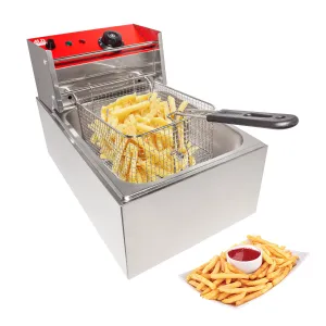 ALDKitchen Deep Fryer | 1-Basket Electric Fryer for Commercial Use | Stainless Steel | 6 L Capacity