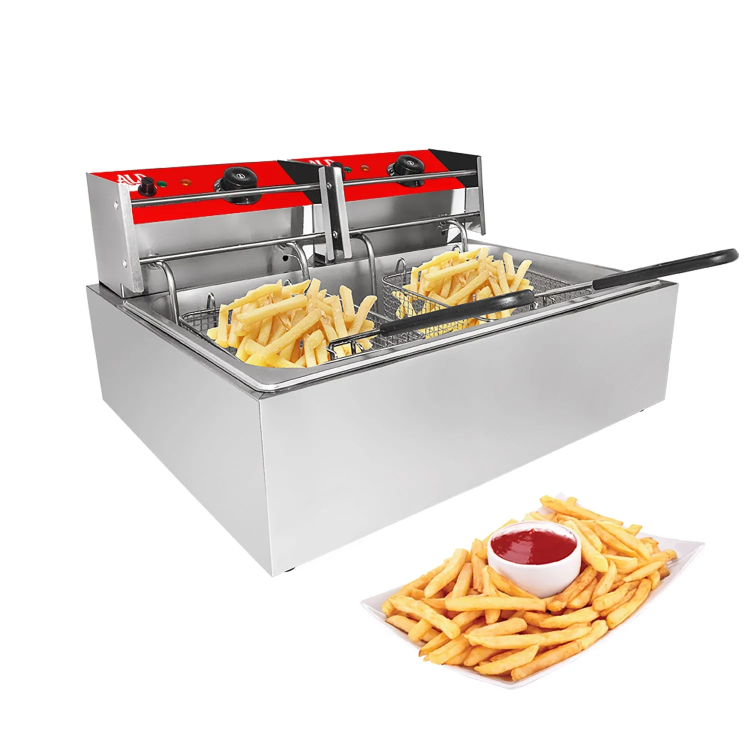 ALDKitchen Deep Fryer | 1-Basket Electric Fryer for Commercial Use | Stainless Steel | 6 L Capacity