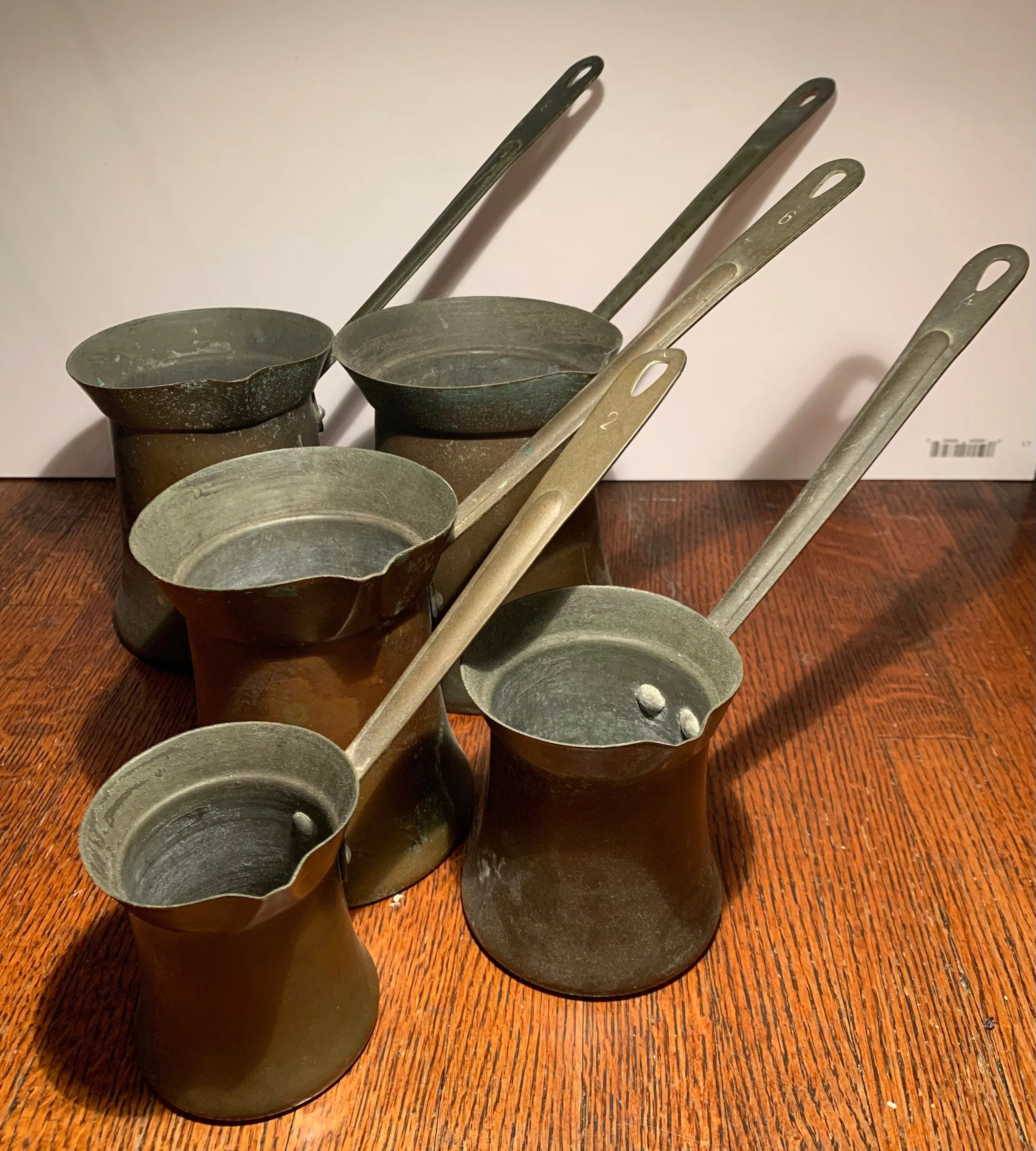 Antique Brass Kitchen Measuring cups, Set of 6