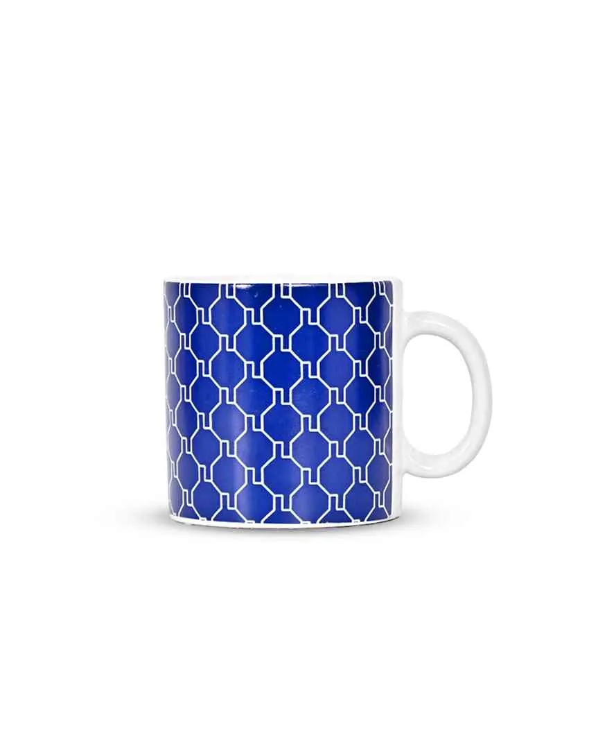 Art Handcrafted Ceramic Coffee & Tea Cups Geometric Design | Set of 6 | 180 ML | 3 x 3 inches