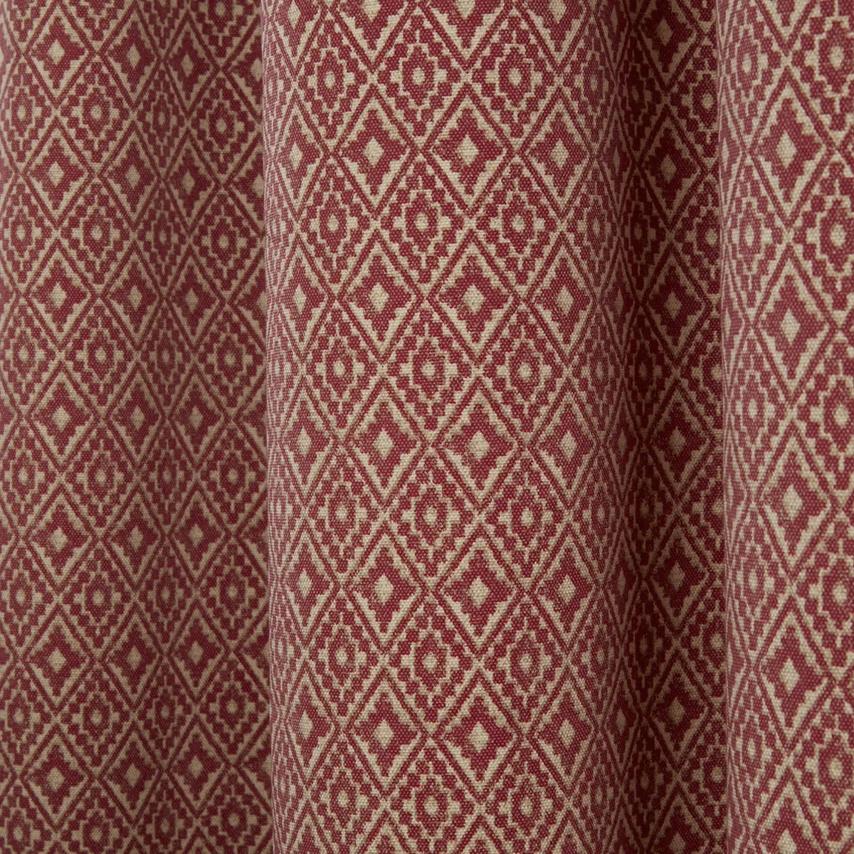 Aztec Salsa Red Pencil Pleat Curtains