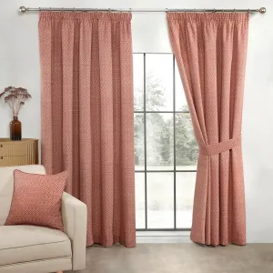 Aztec Salsa Red Pencil Pleat Curtains