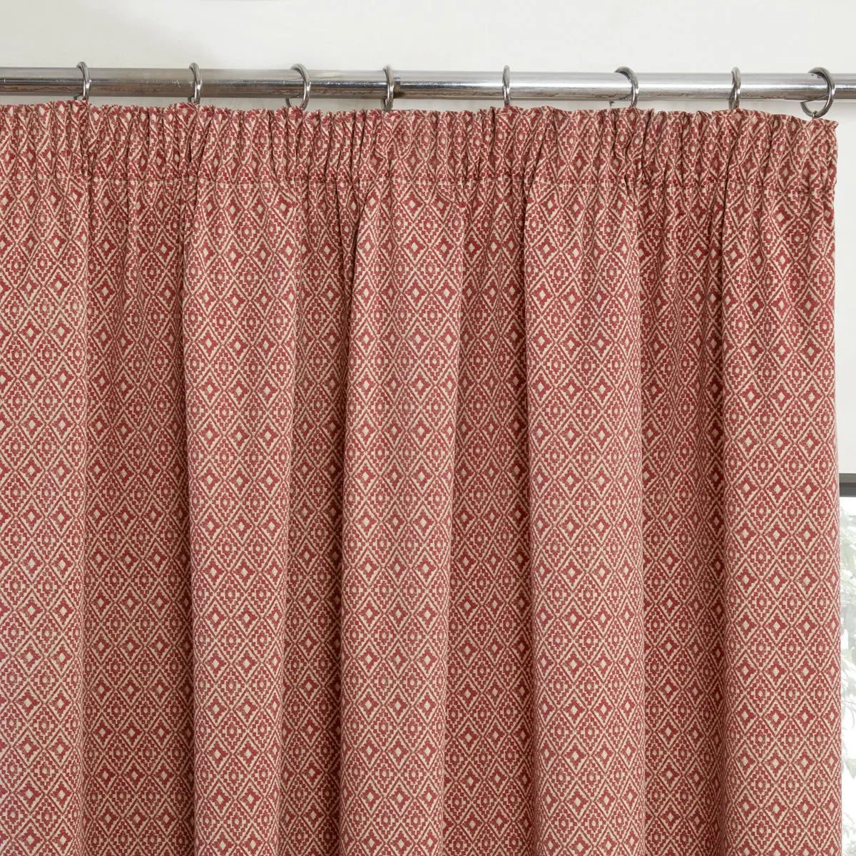 Aztec Salsa Red Pencil Pleat Curtains