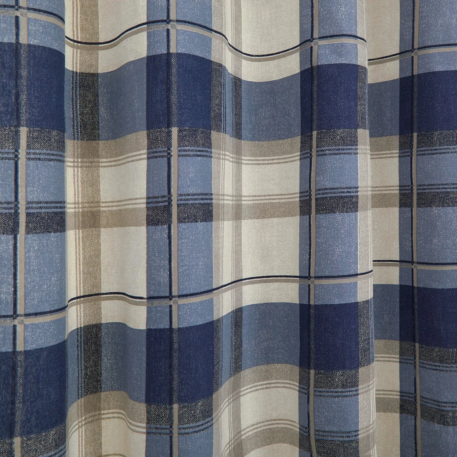 Balmoral Check Navy Blue Eyelet Curtains