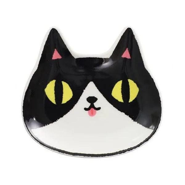 Ceramic-ai: Cat Dish Set of 3 Brown Grey Tuxedo