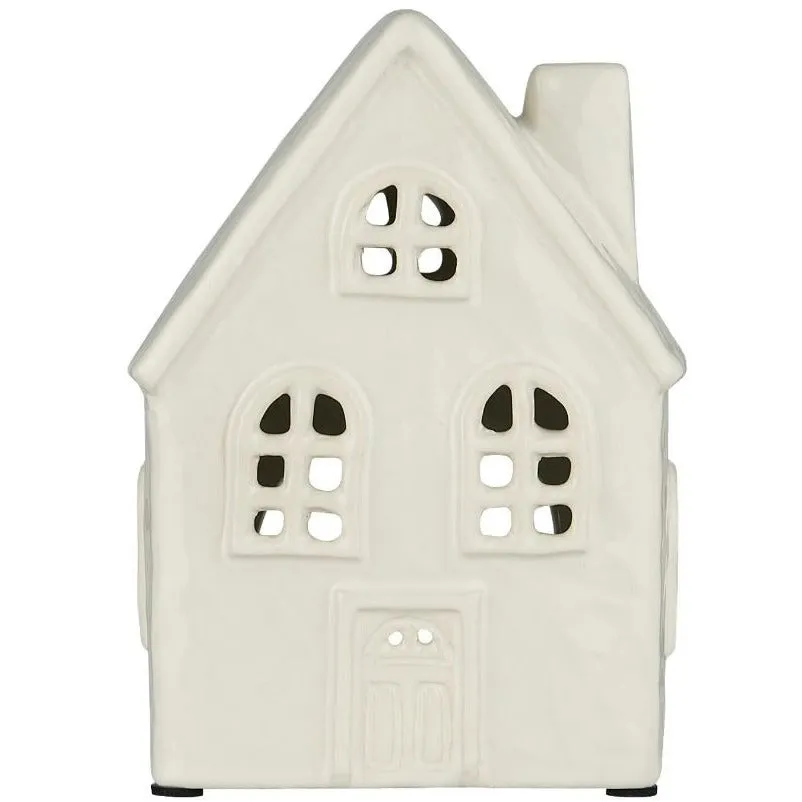 Ceramic House & Church Tealight Holders - Cream