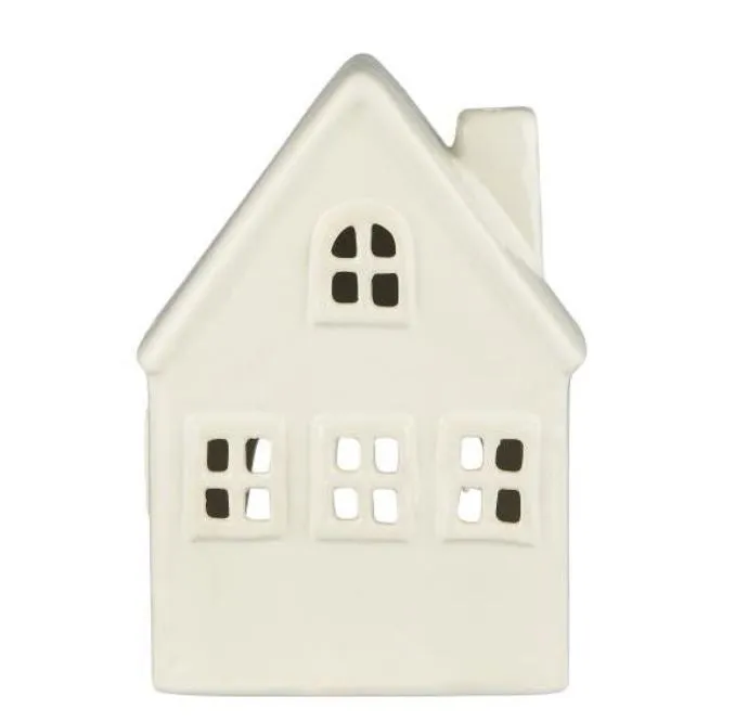 Ceramic House & Church Tealight Holders - Cream