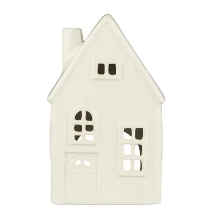 Ceramic House & Church Tealight Holders - Cream