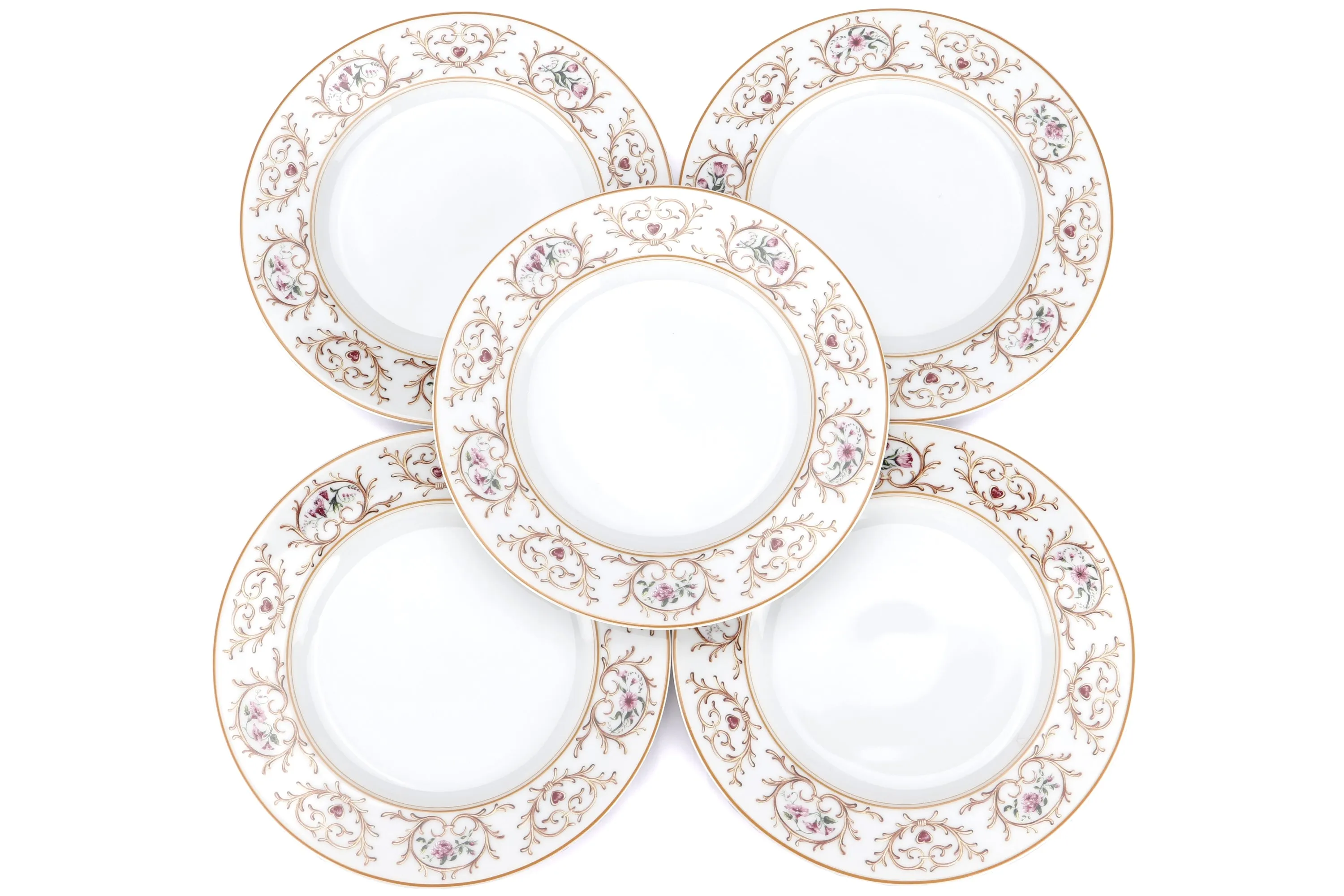 CHRISTIAN DIOR PORCELAIN DESSERT SET OF 5 PLATES, DIA 19.5CM, WITH BOX