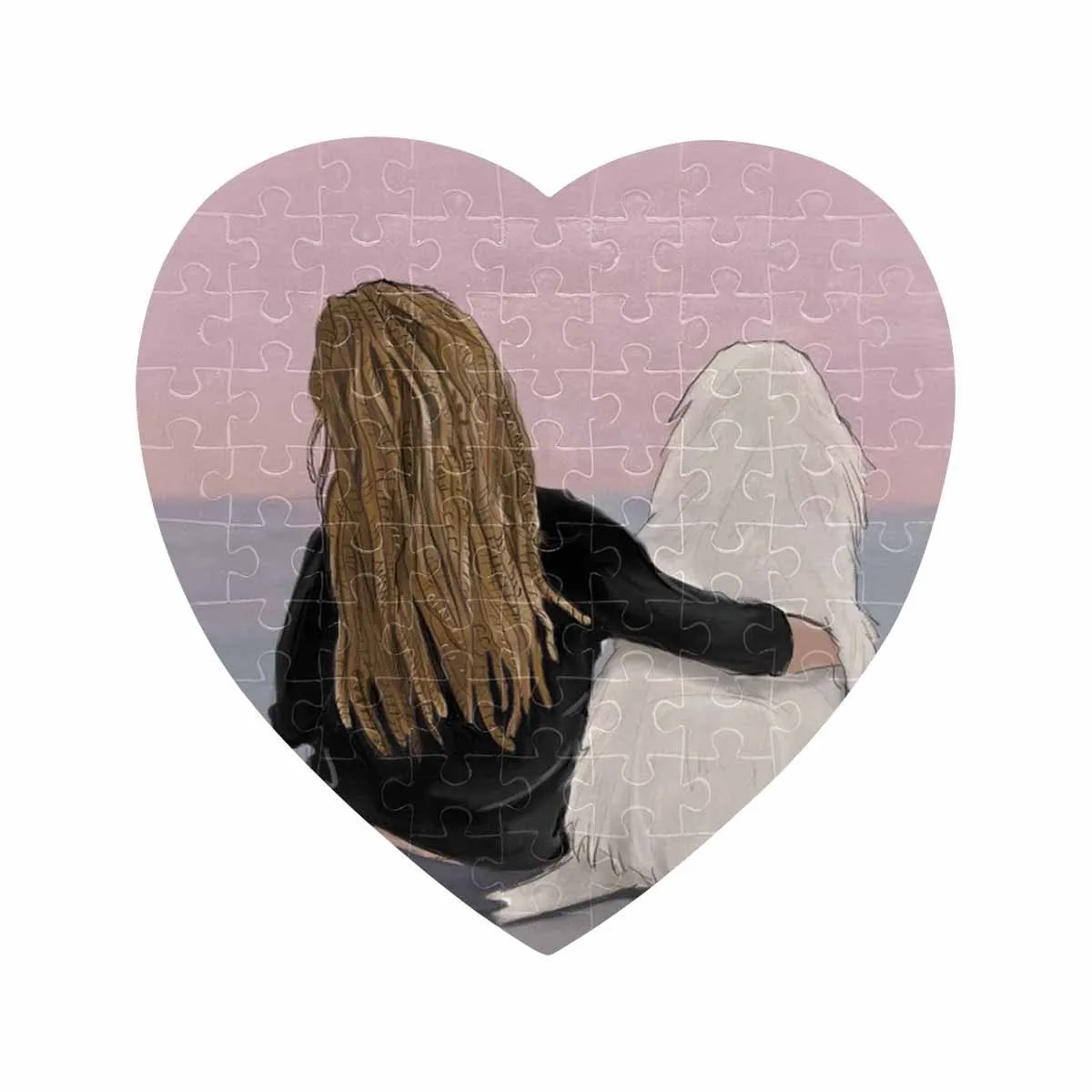 Custom Photo Girl And Dog Heart-Shaped Jigsaw Puzzle Best Indoor Gifts For Lover 75 Pieces