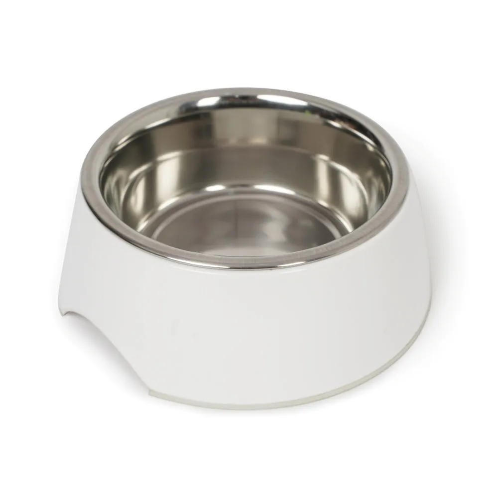 Dear Pet Curve Cut Dog Bowl in White