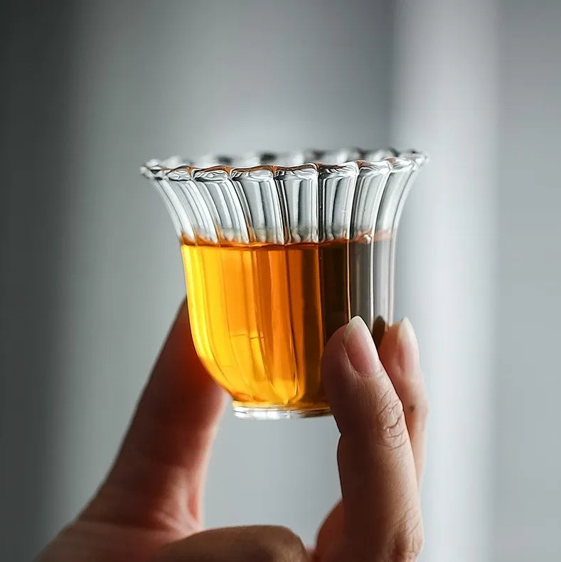 Flower Petals Glass Tea Cups