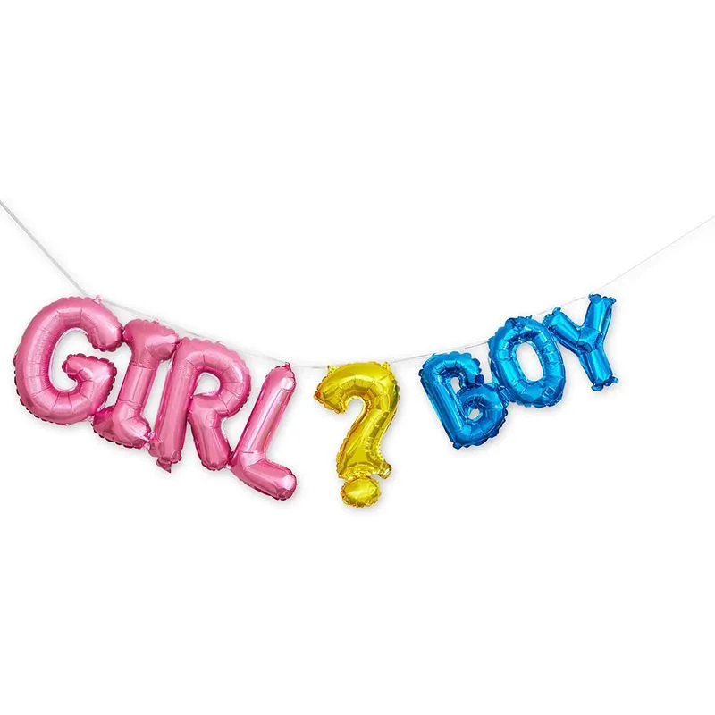 Gender Reveal Party Foil Curtains and Balloons, 80 Stickers (85 Pieces)