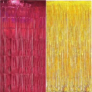 Graduation Party Decorations 2022 Maroon Gold/Fall Bridal Shower Decorations/Fall Birthday Decorations Burgundy Gold Fringe Foil Curtains for Fall