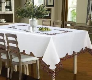 Holland Luxury Embroidered and Hand Cutwork Table cloth, Top Dinner Kitchen Table Cover