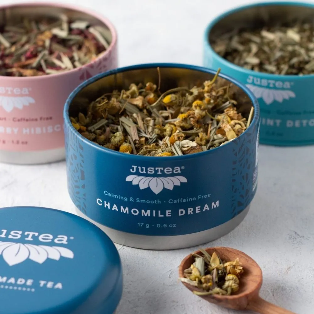 JusTea Loose Leaf Herbal Tea Trio Gift Tin