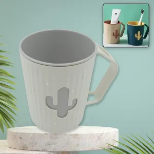 Multi-Purpose Plastic Cactus Cup, Brushing Cup, Cactus Look Toothbrush And Toothpaste Holder Bathroom Cup Cartoon Bathroom Cup With Slot Handle Toothbrush Holder For Bathroom (1 Pc)