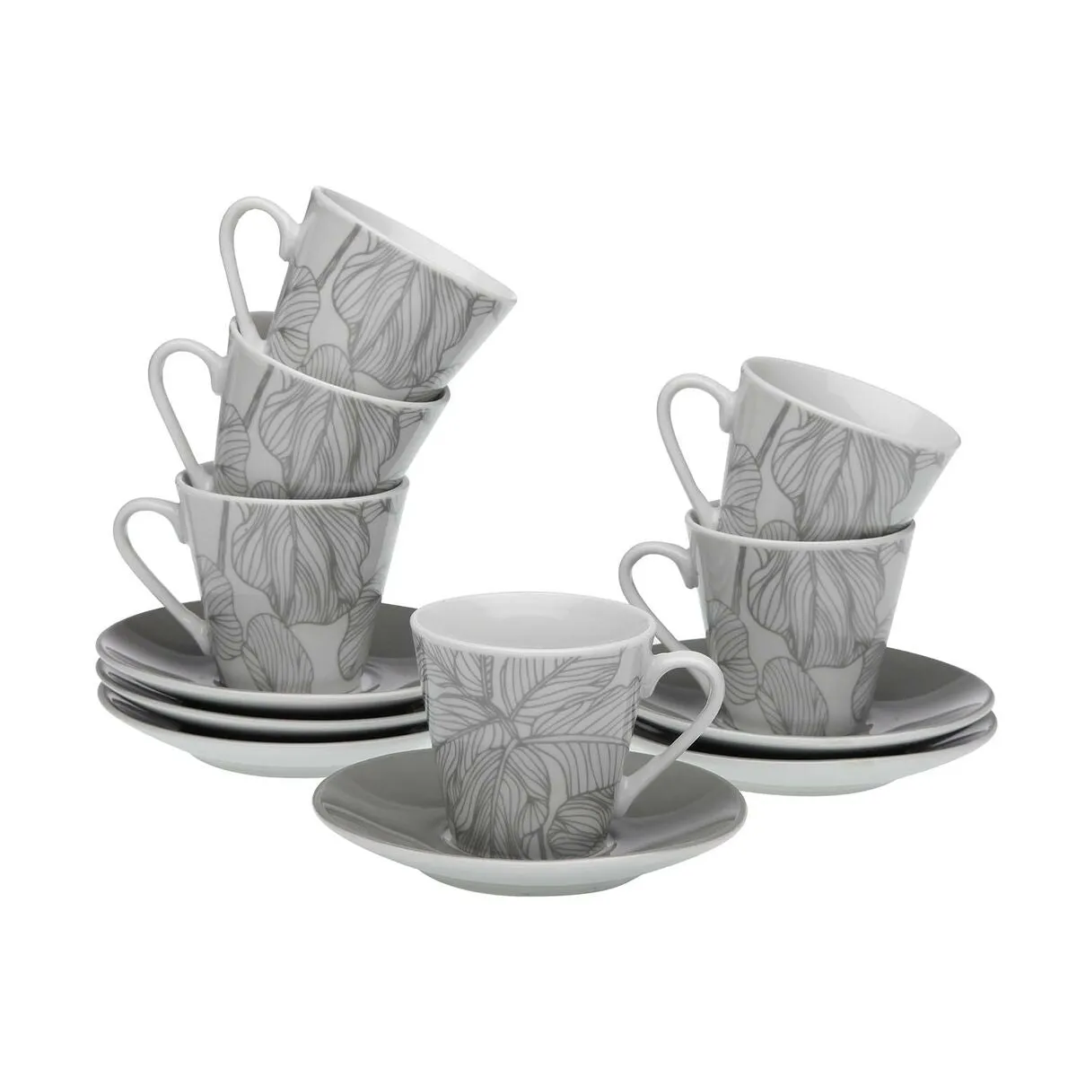 Piece Coffee Cup Set Versa Palm tree Porcelain