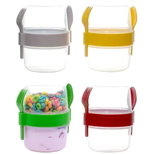 Red Co. Set of 4 Breakfast On the Go 27 Oz Reusable Overnight Oats Containers with Spoon & Fork – Pink, Yellow, Green, Red