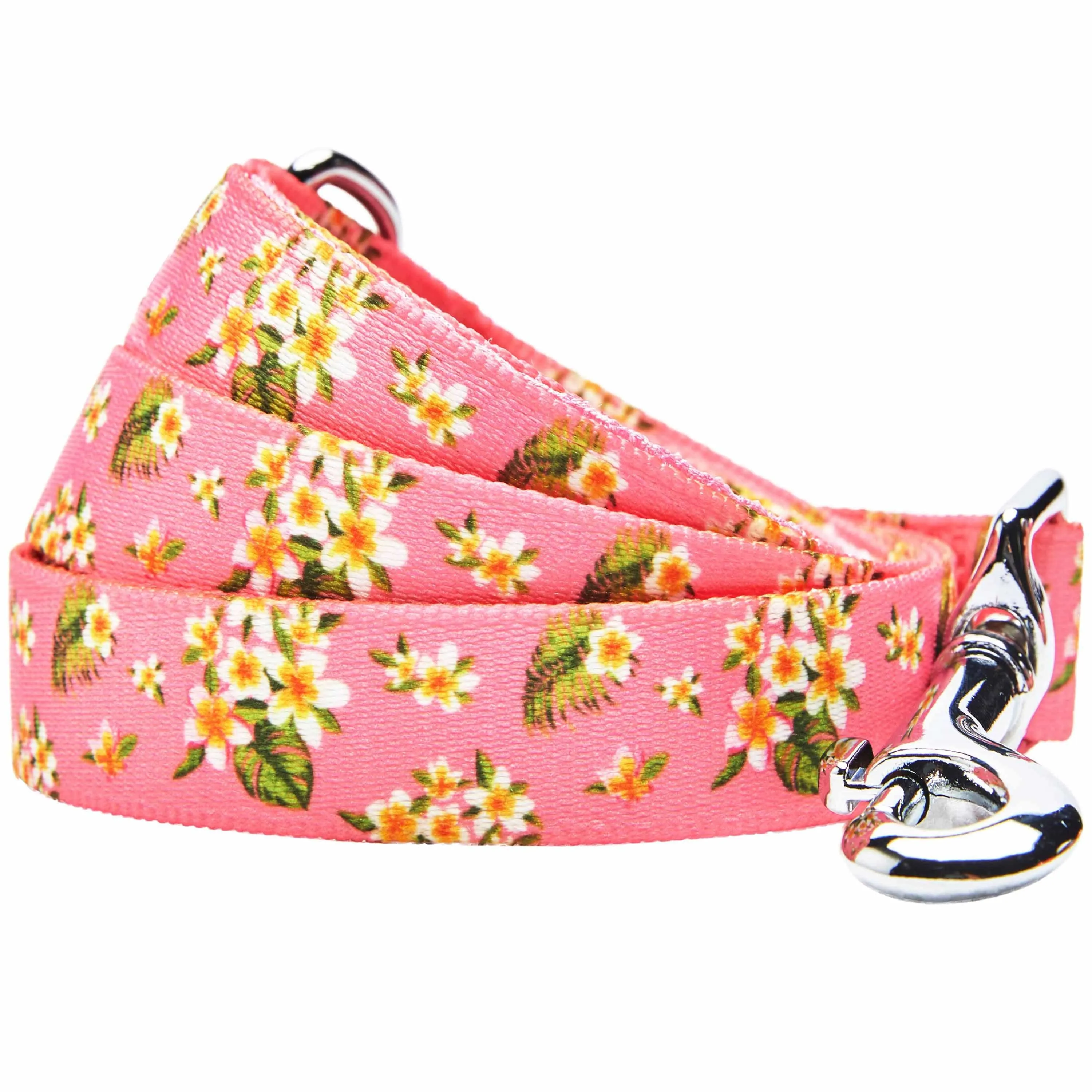 Tropical Yellow Plumeria Flower Dog Leash