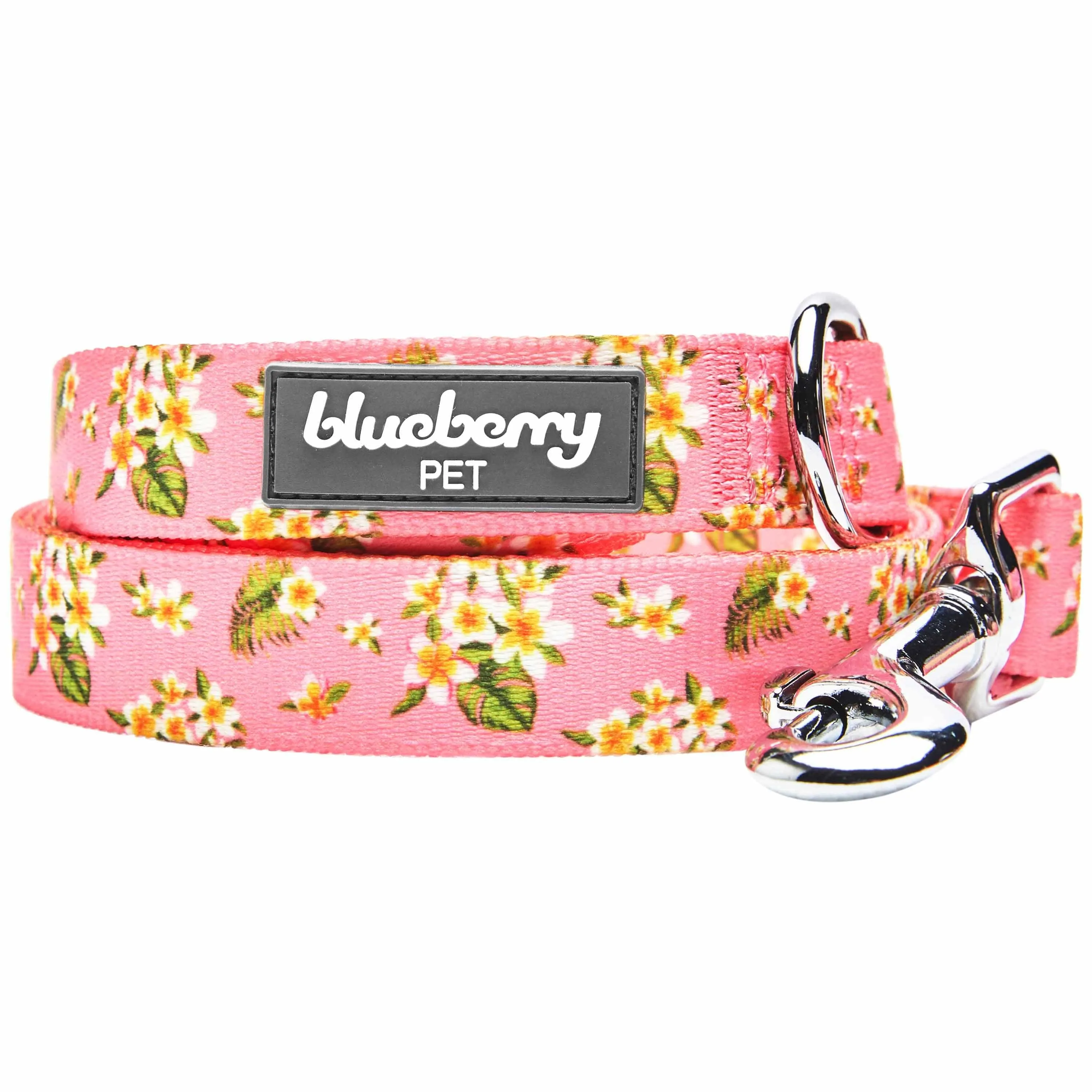 Tropical Yellow Plumeria Flower Dog Leash