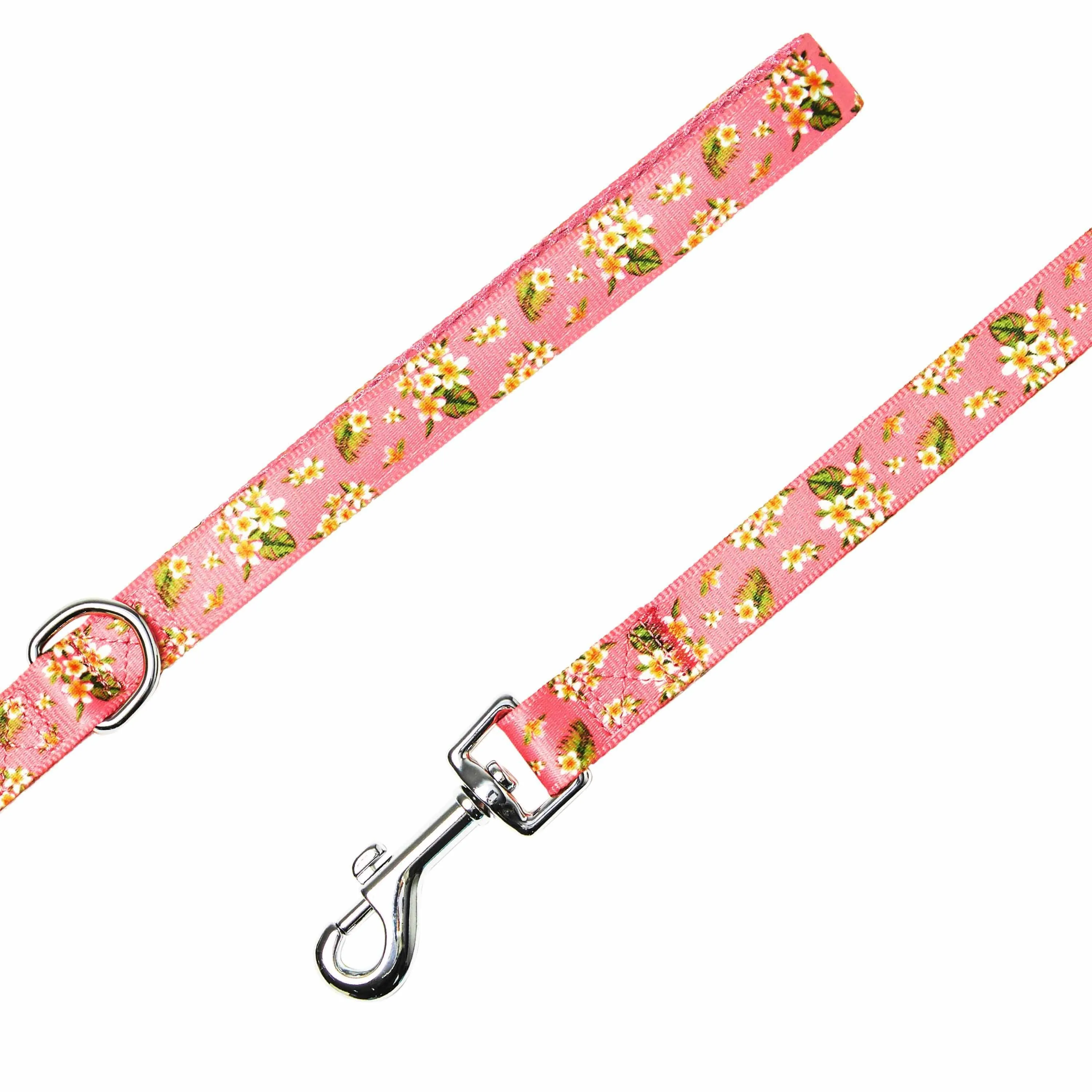 Tropical Yellow Plumeria Flower Dog Leash